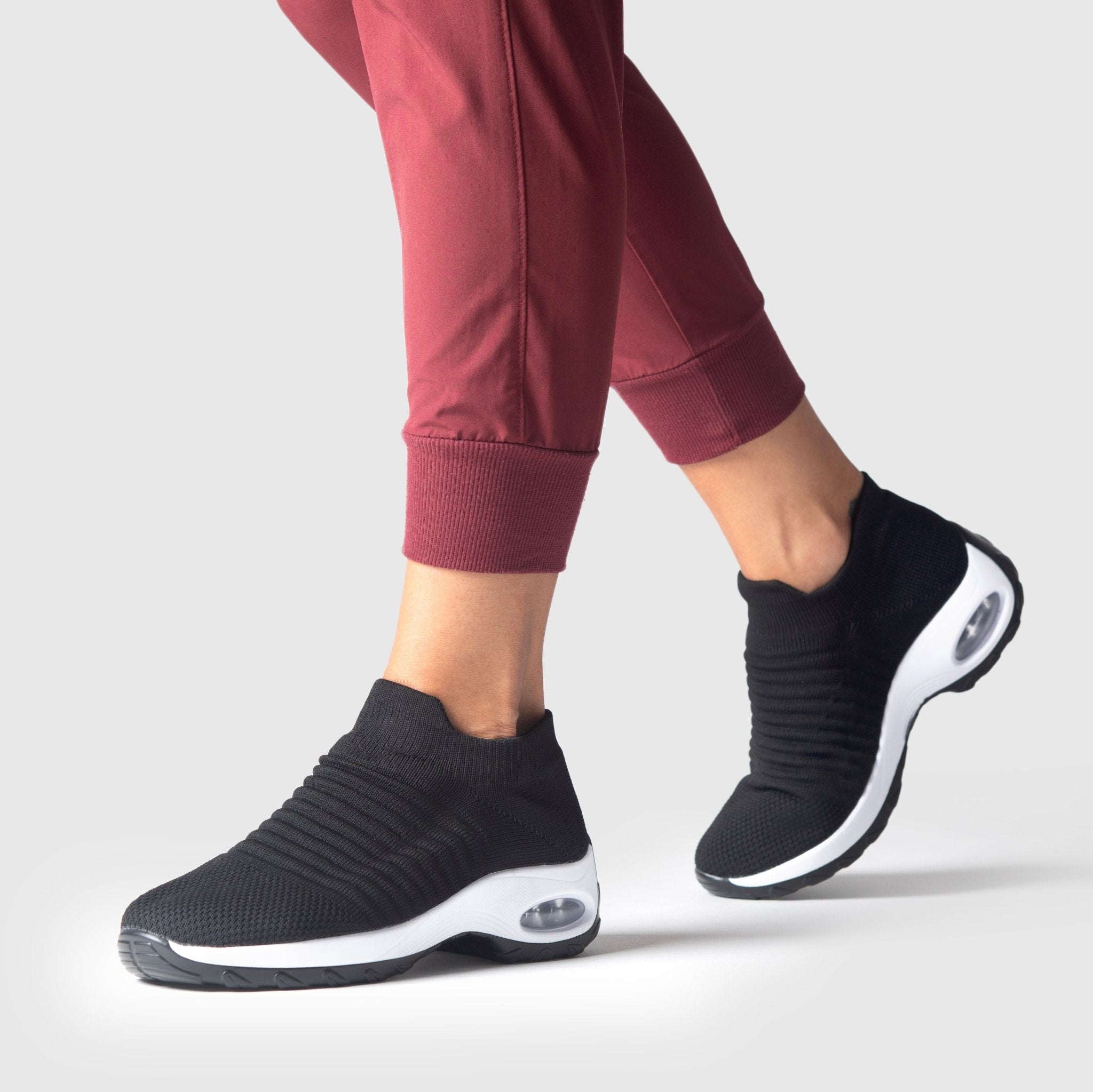 Breathable No-Tie Stretch Shoes - Black White